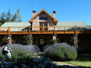 Lodge entry with lavendar
