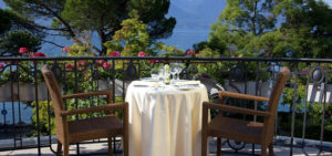 Montreux Palace dining overlooking Lake Geneva