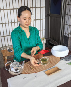 Tea ceremony at Meijiawu Tea Village on the west end of Hangzhou’s West Lake. The village is famous for its Longjing (Dragon Well) tea. One million visitors a year get to sample the tea and watch a tea ceremony.